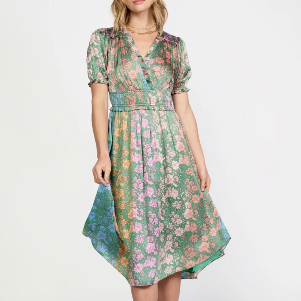 Current Air | Gradient Floral Surplice Midi Dress NWT